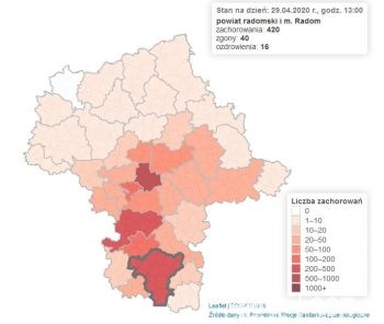 Interaktywna mapa COVID-19 na Mazowszu